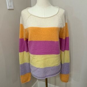 Incashmere Womens striped 100% Cashmere Sweater Large
